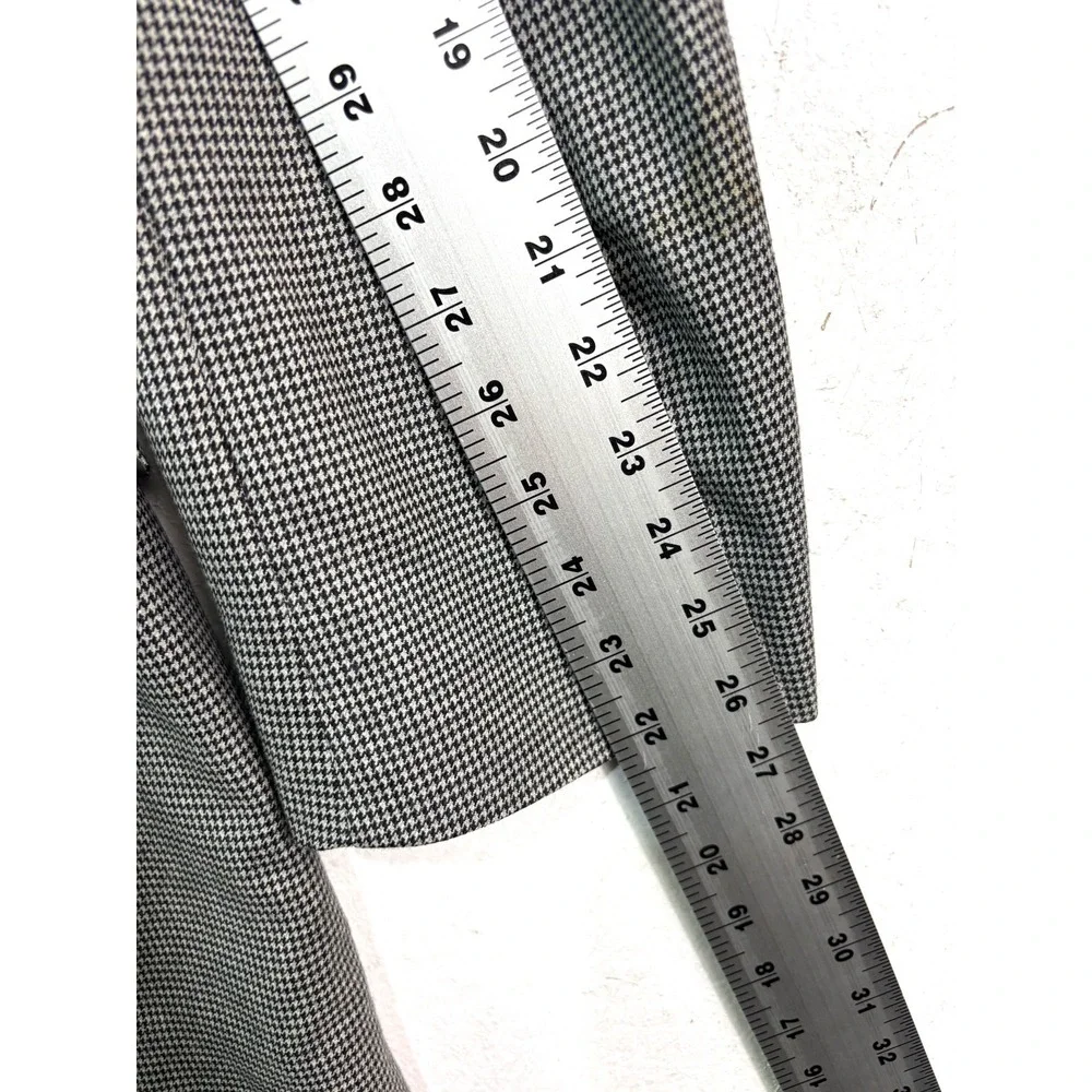 Jos‎ A Bank 46L Black White Houndstooth 100% Wool Blazer Jacket Sport Suit Coat